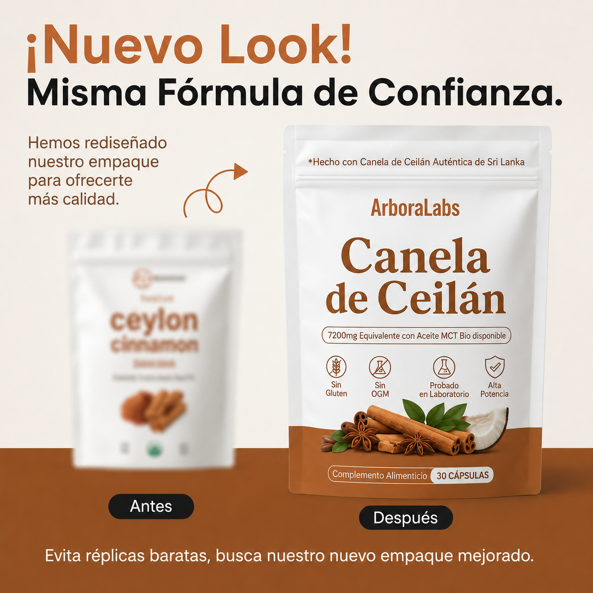 Canela de Ceilán con aceite MCT (7200 mg)