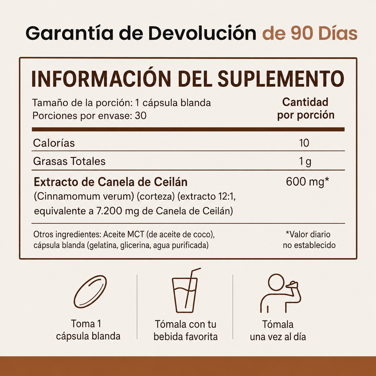 Canela de Ceilán con aceite MCT (7200 mg)