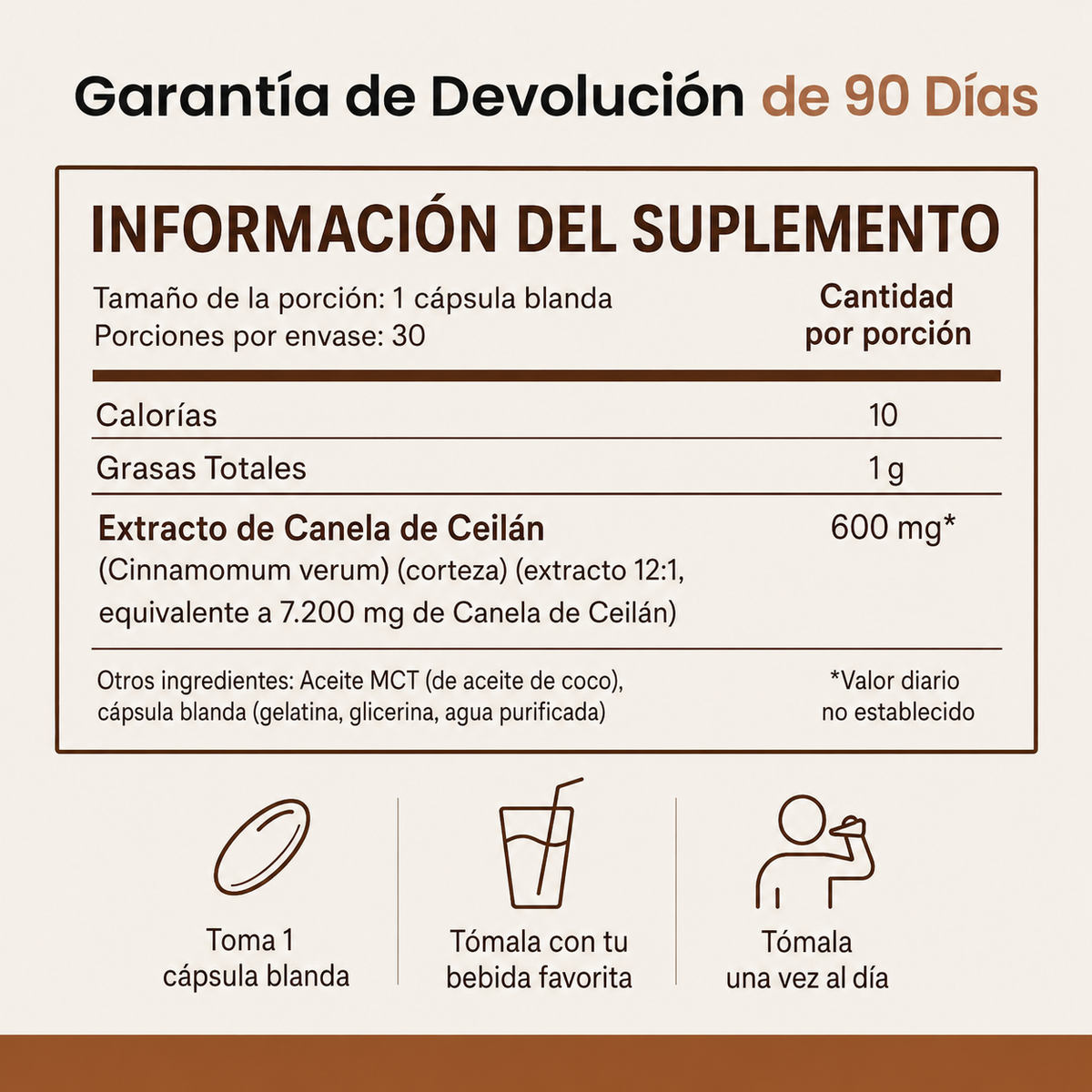 Canela de Ceilán con aceite MCT (7200 mg)