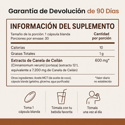 Canela de Ceilán con aceite MCT (7200 mg)