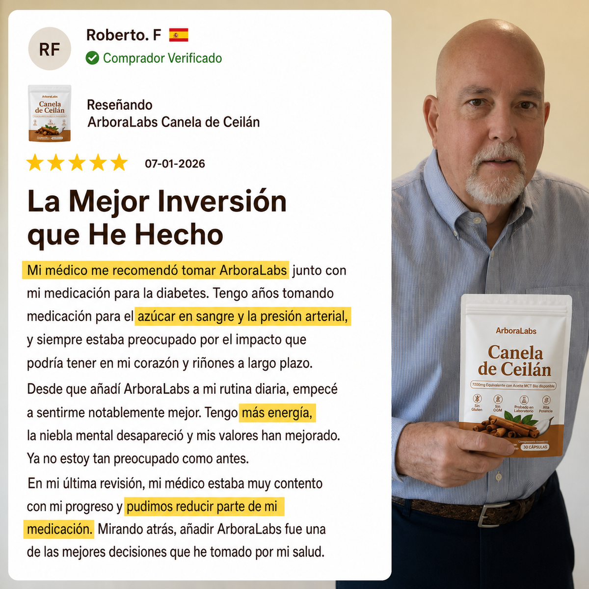 Canela de Ceilán con aceite MCT (7200 mg)