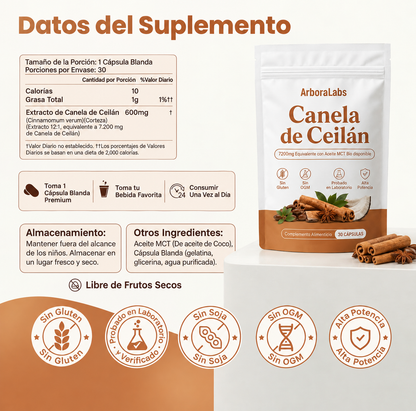 Canela de Ceilán con aceite MCT (7200 mg)